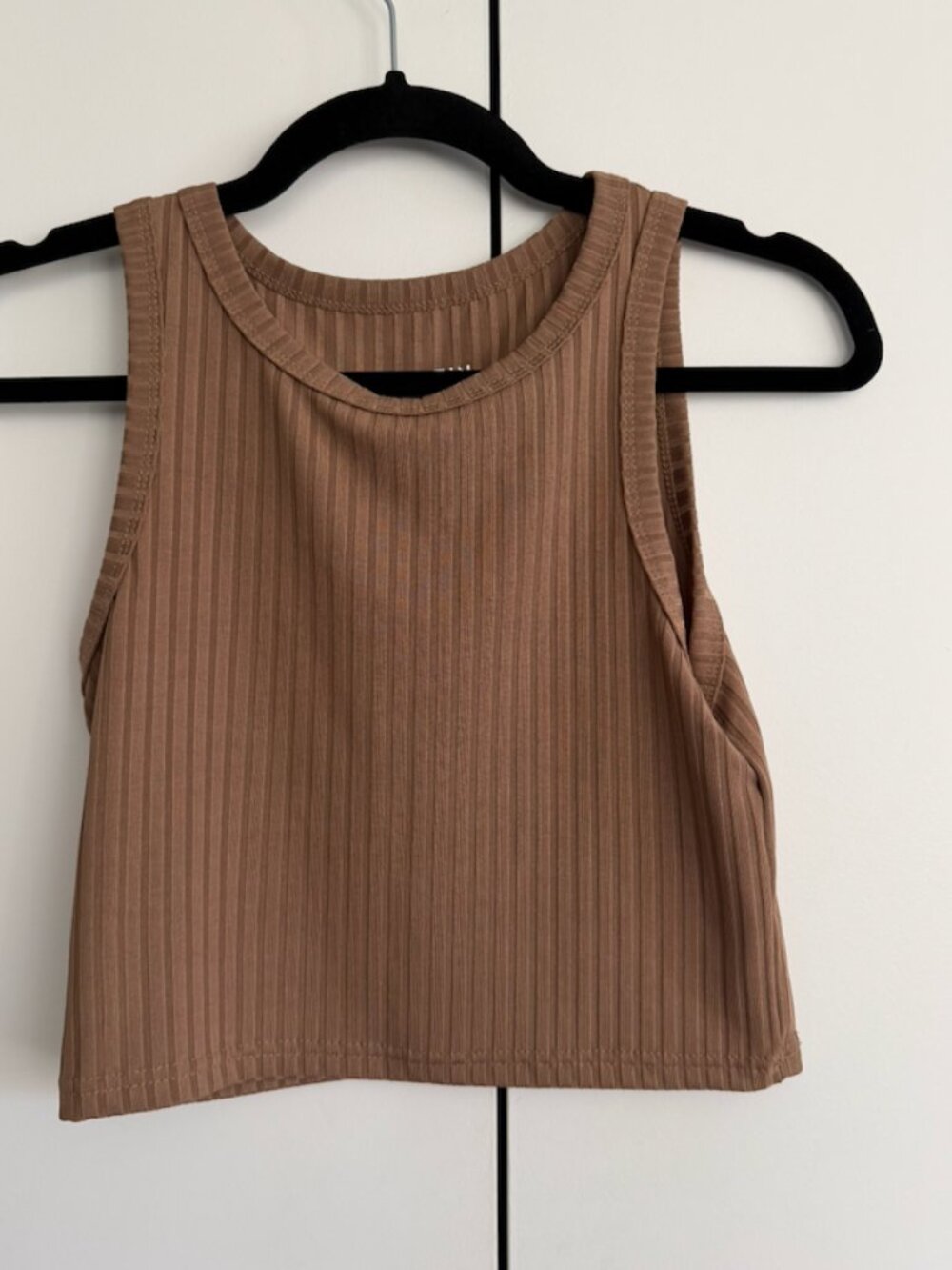 SHEIN Brown Ribbed Crop Tank Size Medium
